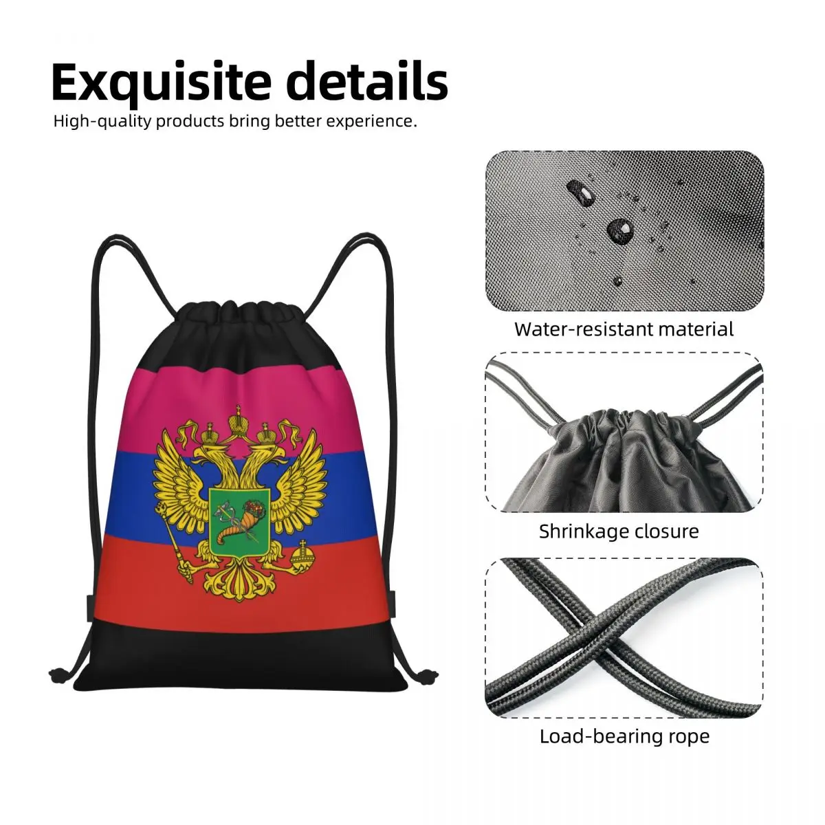 Flag Of Russi Multi-function Portable Drawstring Bags Sports Bag Book Bag For Travelling