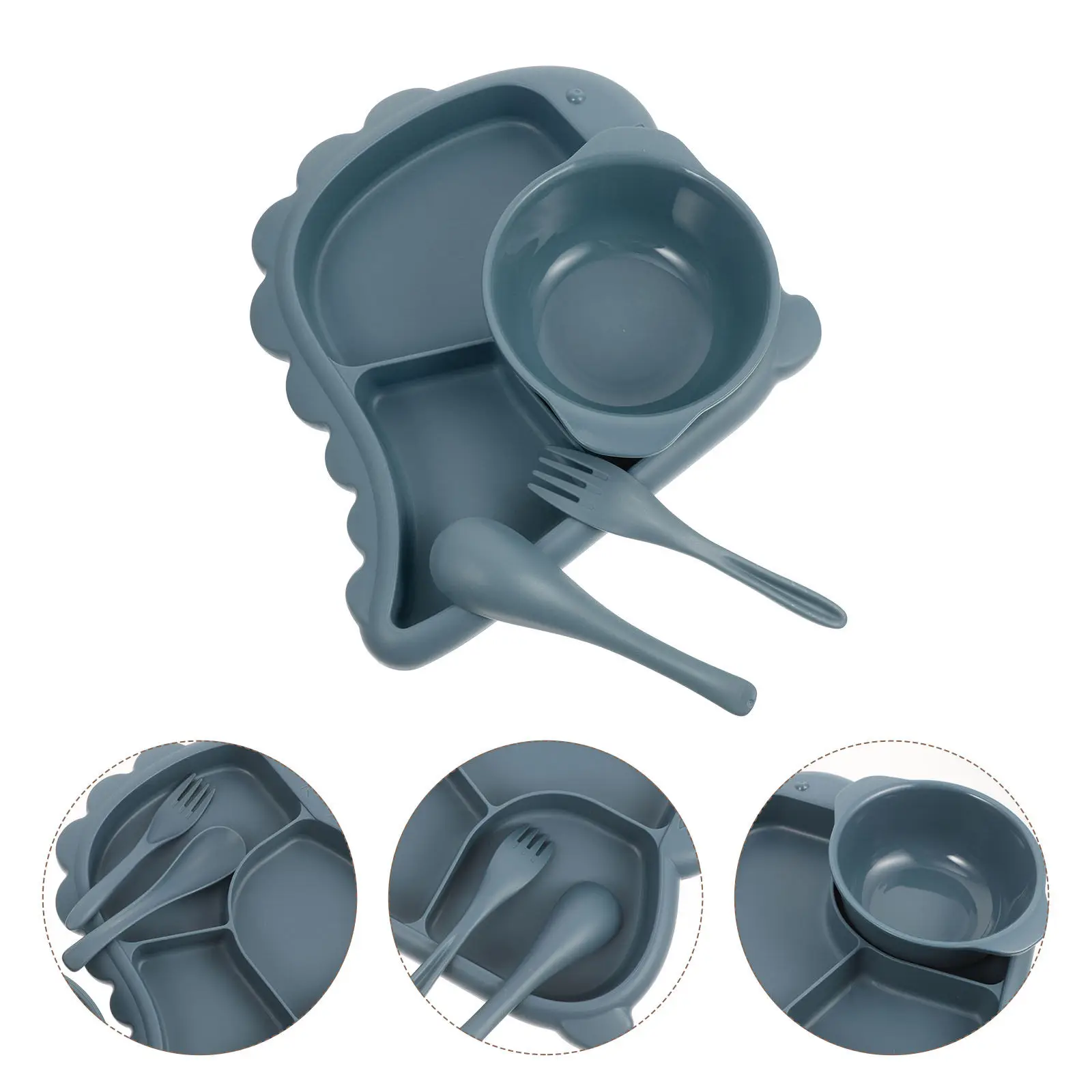 

1Set Dinosaur Divided Plate Kids Bowl Fork Spoon Durable Toddler Cute Children Tableware Set Toddler Plate and Bowl Set