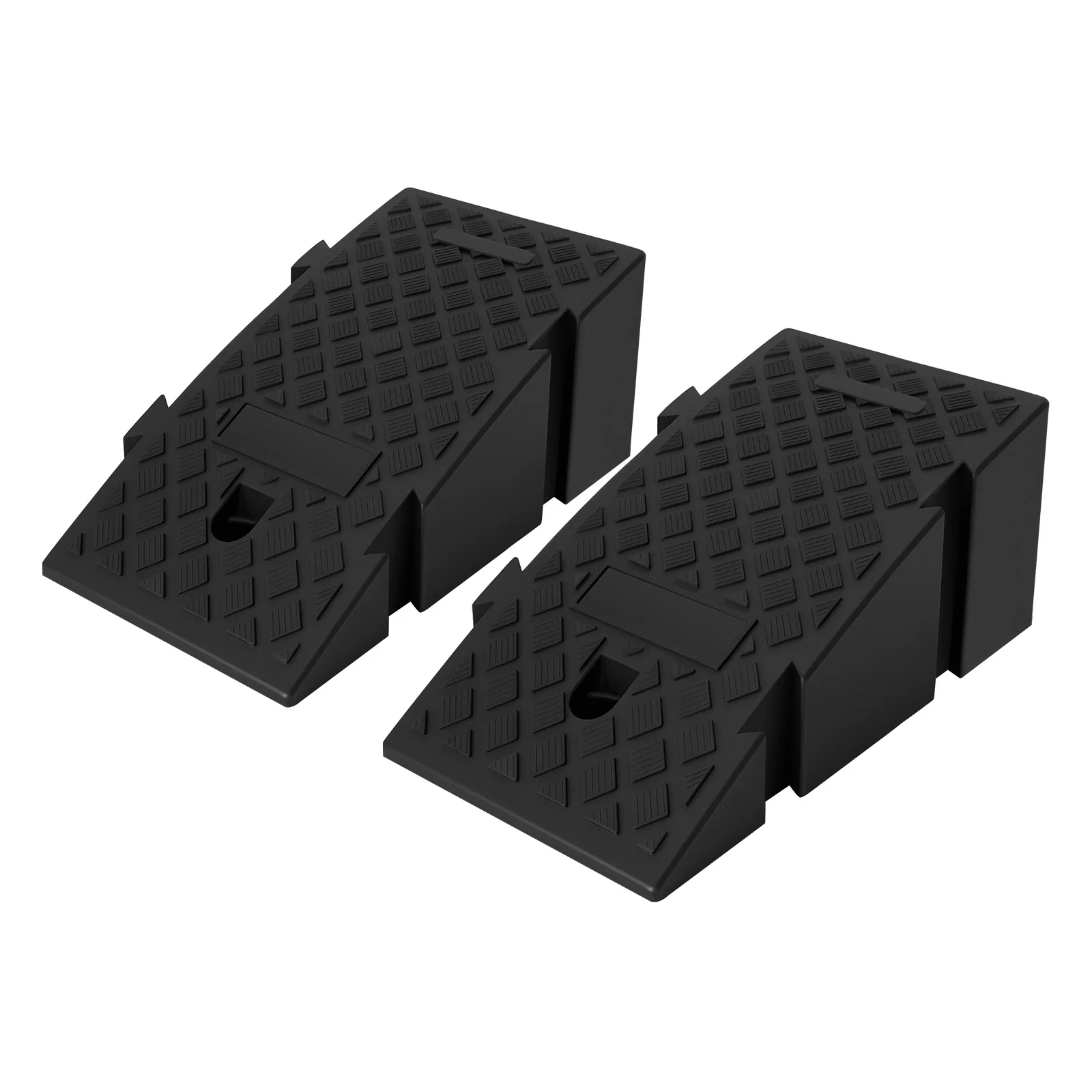 2 stuks auto-oprijplaten, draagbare drempelhelling met antislip oppervlak, 19 cm hoge driehoekige laadplaat voor garage en thuisgebruik - afbeelding 2