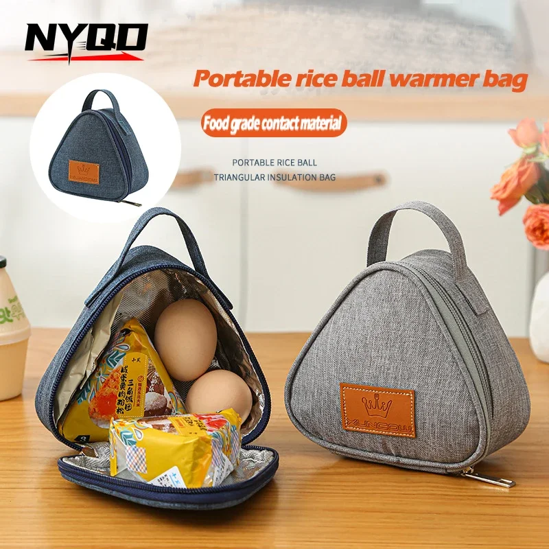 

New Pattern Triangle Rice and Vegetable Roll Bento Bag Food Milk Sandwich Egg Breakfast Insulation Bag Lunch Box for Women