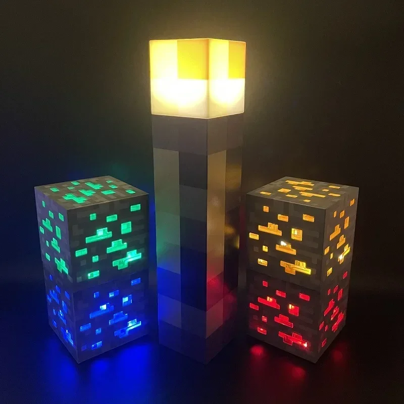 NEW Pixel Game Prop Models Torch and Color-changing Bottle Night Light Plastic Mineral Lamp Ornaments Holiday Party Gifts