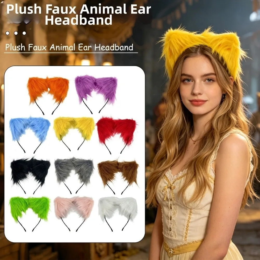 Cute Animal Cat Ears Headband Artificial Furry Gothic Headband Reusable Gothic Cosplay Headband Carnival
