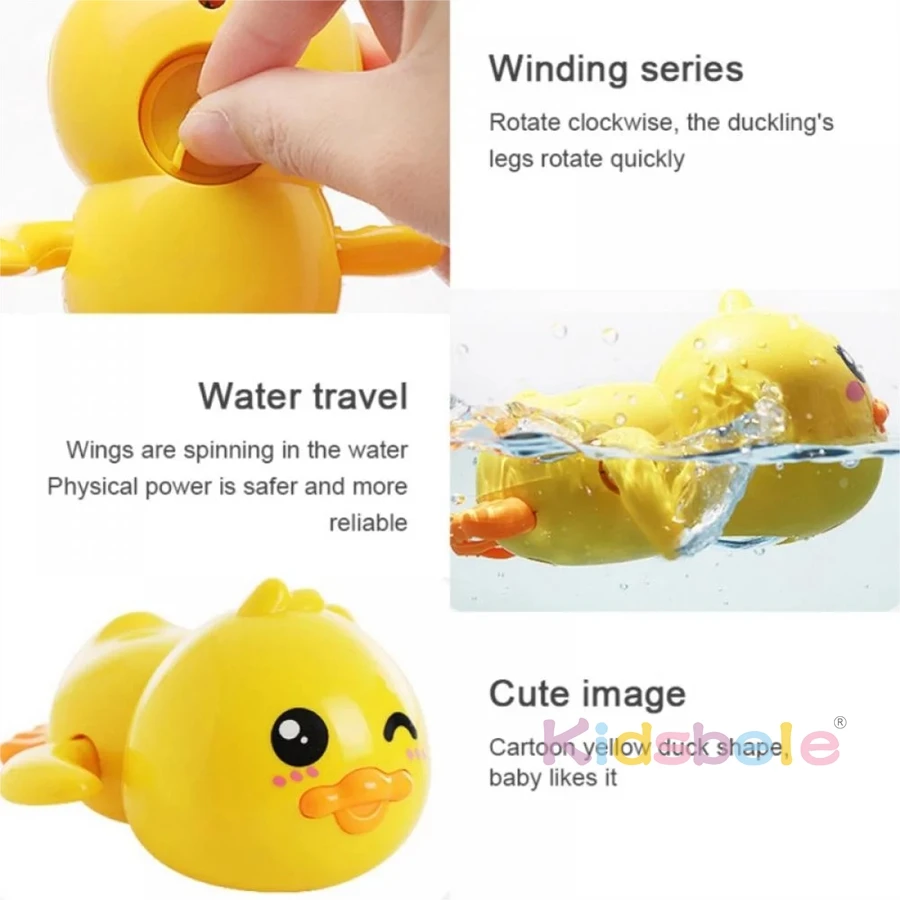 Simpatico nuoto anatra Clockwork giocattolo da bagno Wind up Water Floating Toy vendita calda anatra giocattolo per vasca da bagno giocattolo divertente tempo di bagno regalo