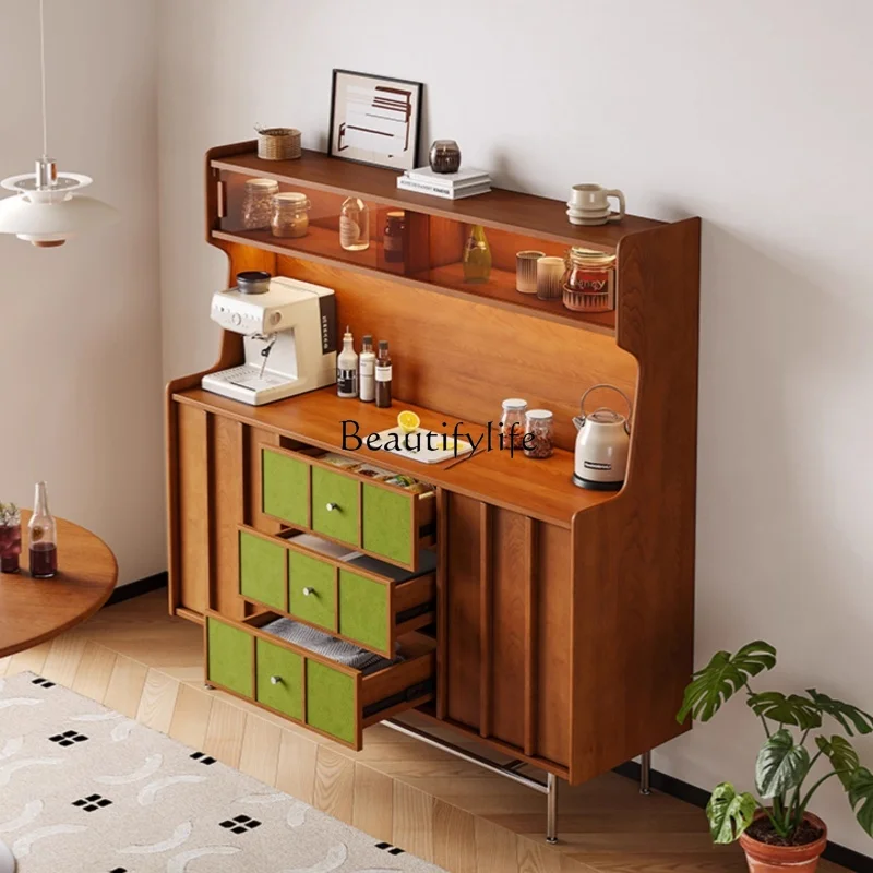 Retro French side cabinet integrated storage against the wall medieval coffee cabinet