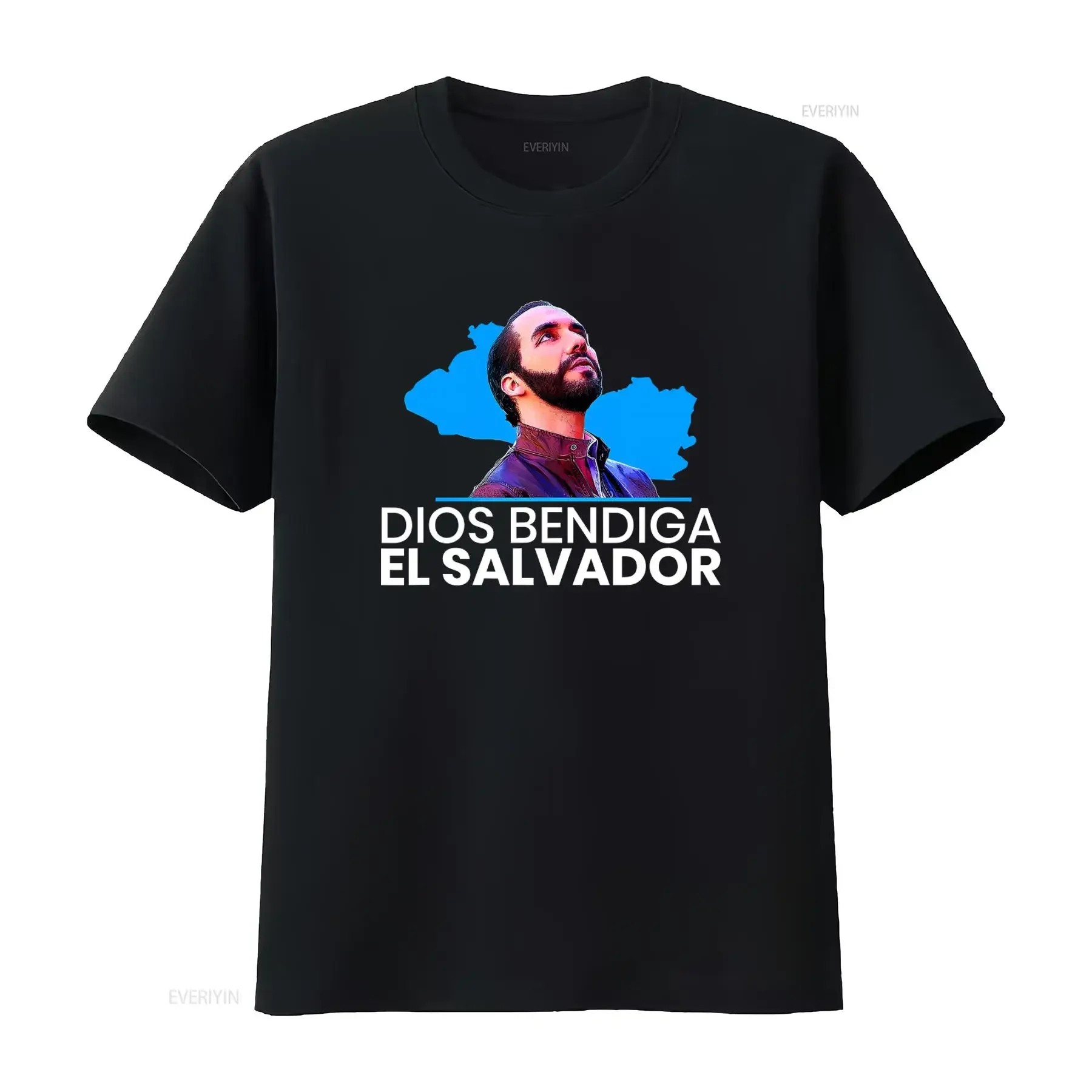 Dios Bendiga El Salvador Nayib Bukele Presidente Design T Shirt vintage Washed Breathable Top For Everyday Wear Soft Stretched