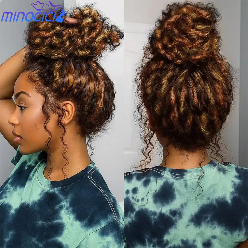 

Парик Ombre 360 Full Lace из натуральных волос, предварительно выщипанный, HD Deep Wave, с невидимым шнурком, 427, кудрявый, из натуральных волос