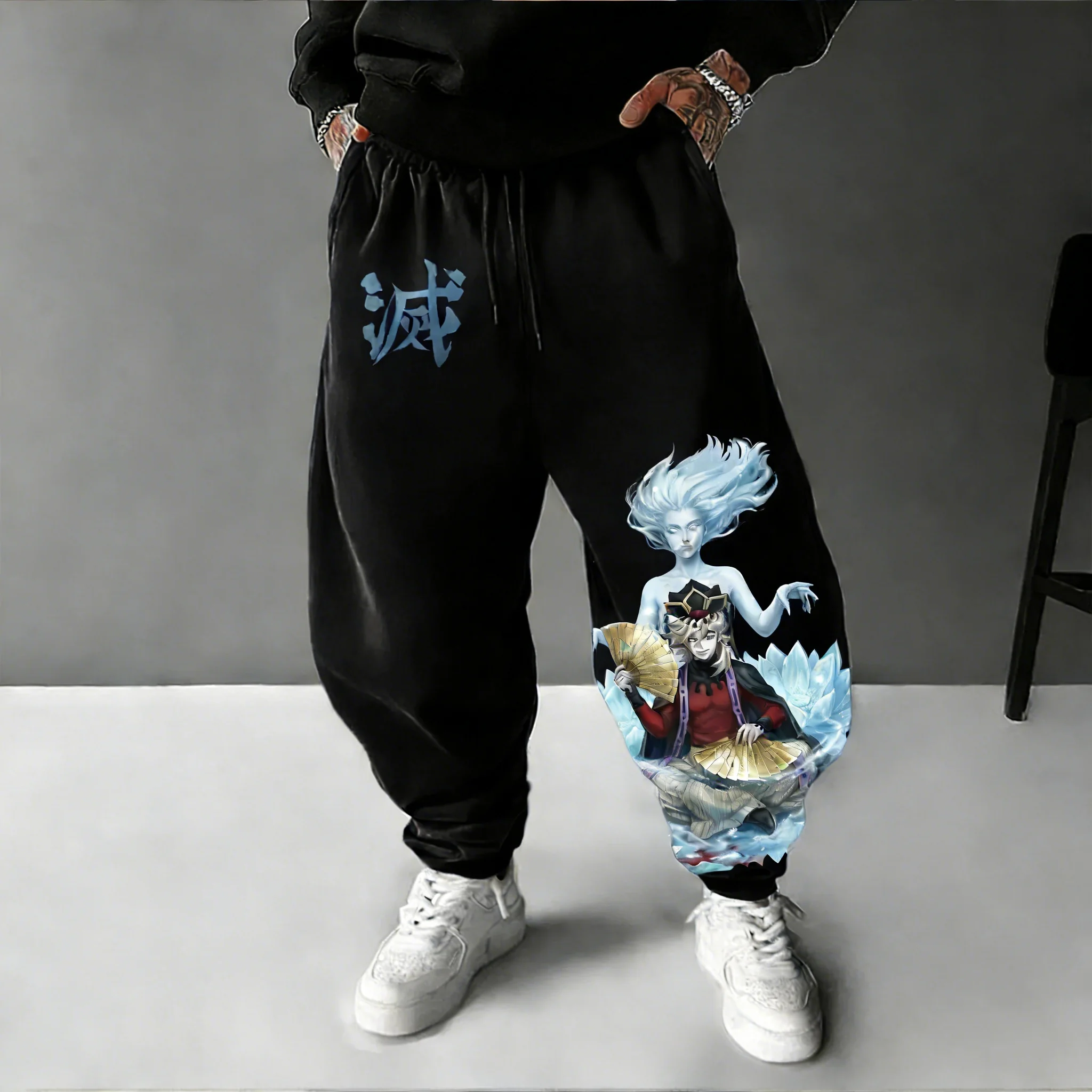 

Брюки Demon Slayer (Клинок, рассекающий демонов) унисекс, хлопок, весна-лето 2026, новинка, с принтом аниме Дуома, уличный стиль, хип-хоп, свободные, повседневные, Y2K