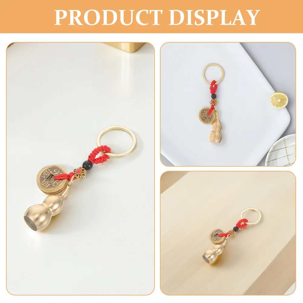 2Pcs Five Emperor Coins Keychains Chinese Gourd Metal Key Ring Creative Men Car Hanging Prosperity Wealth Lucky Gift Decoration