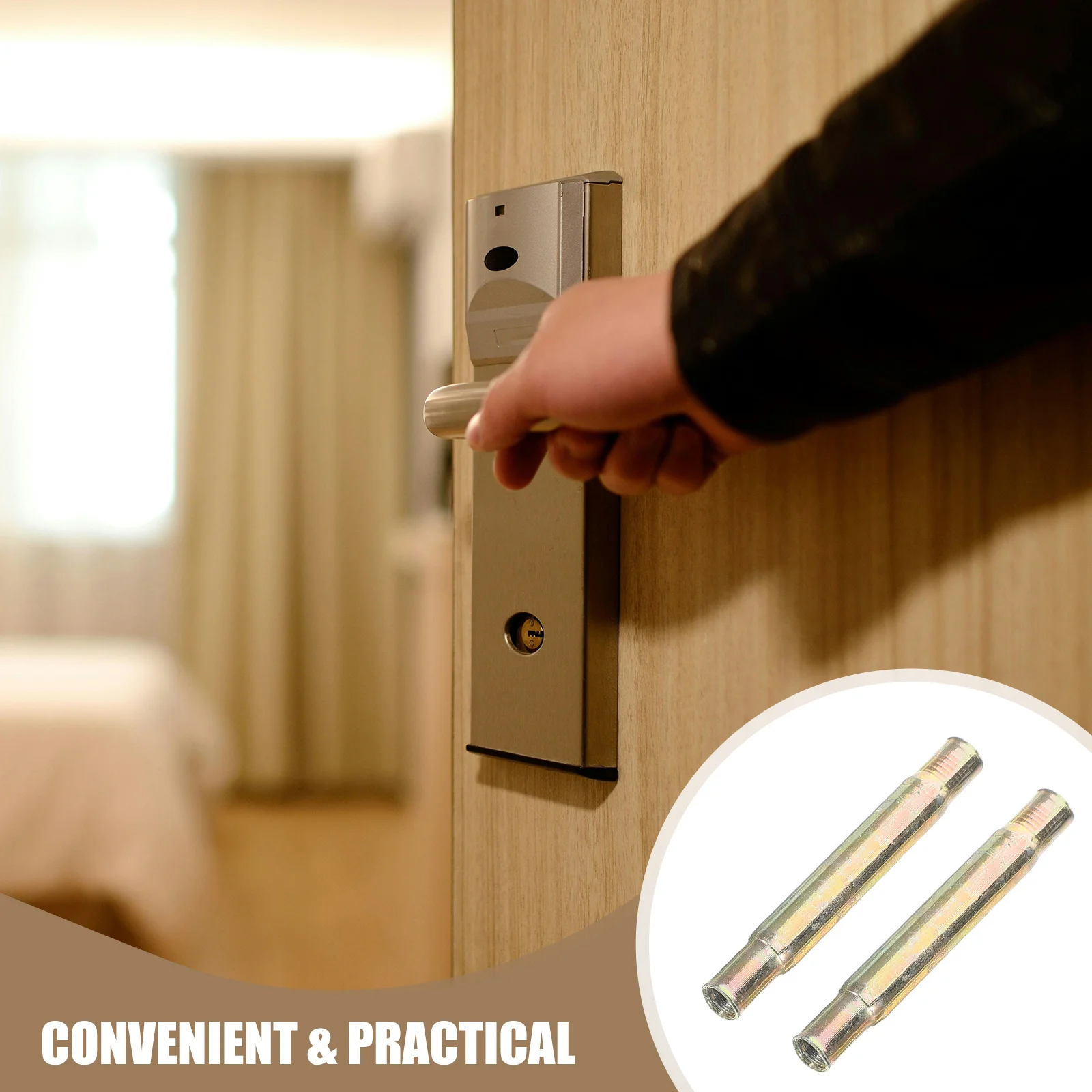 

2Pcs Metal Door Lock Connecting Pipes Inner Thread Safety Door Handle Connectors Replacement Hardware for Home Office Commercial