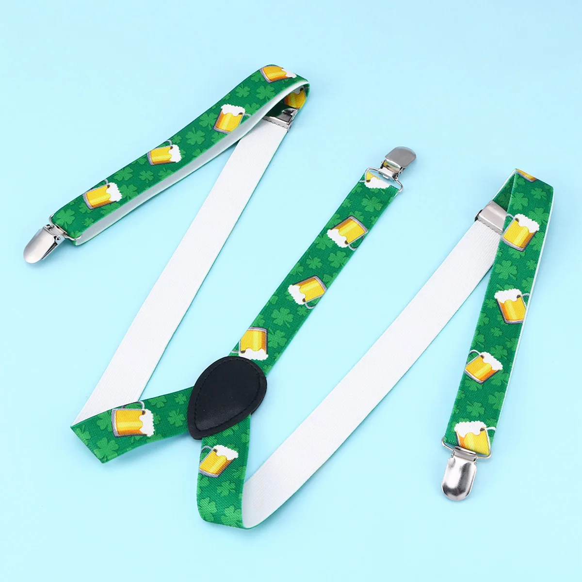 حمالات بمشبك للرجال مطبوعة قابلة للتعديل على شكل حرف Y حمالات مرنة خضراء مريحة للرجال #4