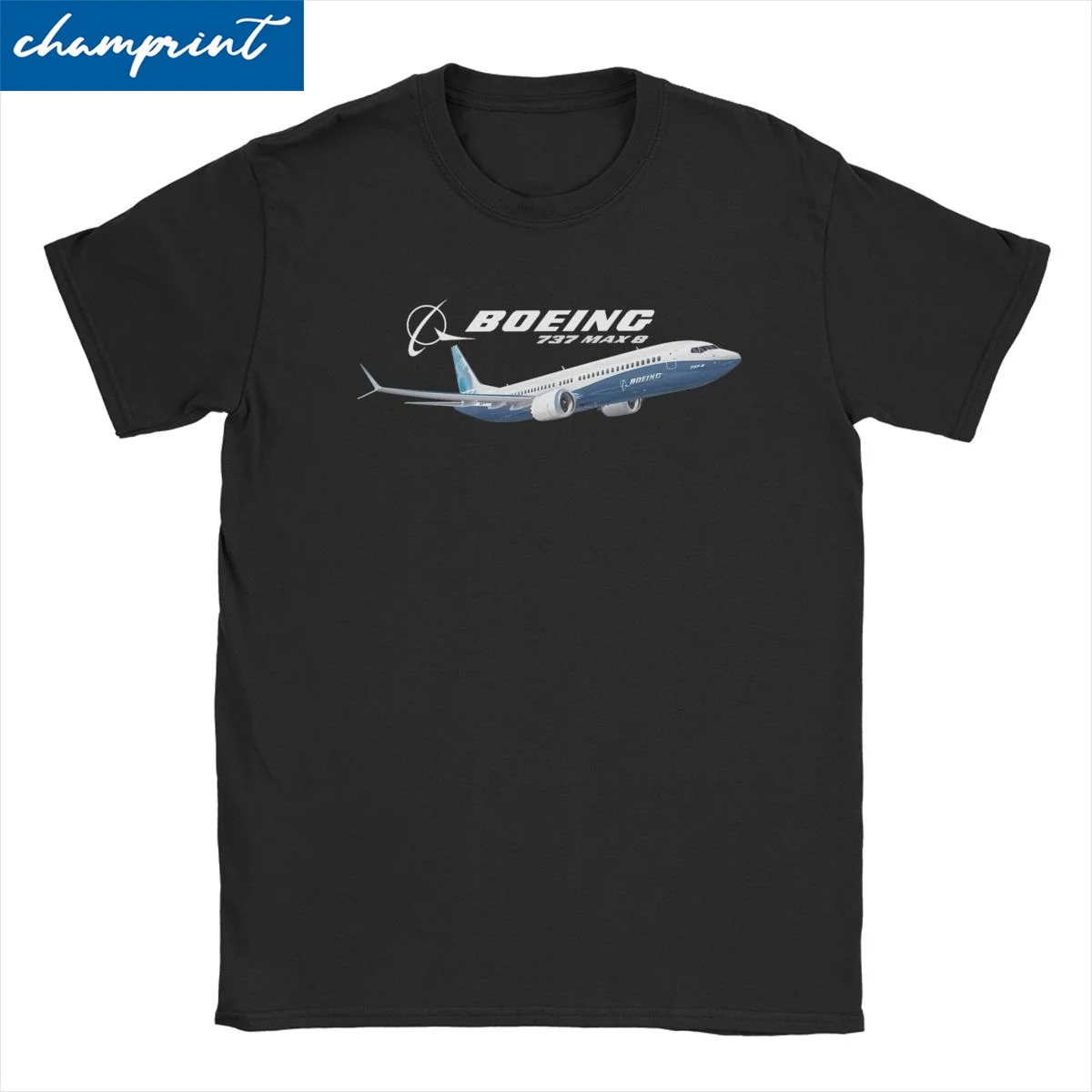 Boeing 737 Airplane T Shirt Men Women Cotton Novelty T-Shirt Round Collar Tees Short Sleeve Tops Gift Idea