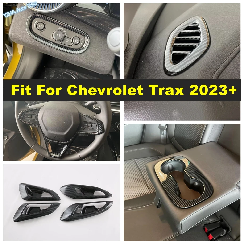 

Headlight Switches Buttons / Steering Wheel Frame Cover Trim Fit For Chevrolet Trax 2023 2024 Carbon Fiber Interior Accessories