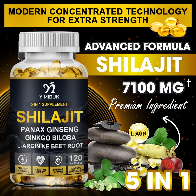 Ginseng Shilajit Original Capsules Immune System Brain Memory Function Health No Stress Male Hormone Balance