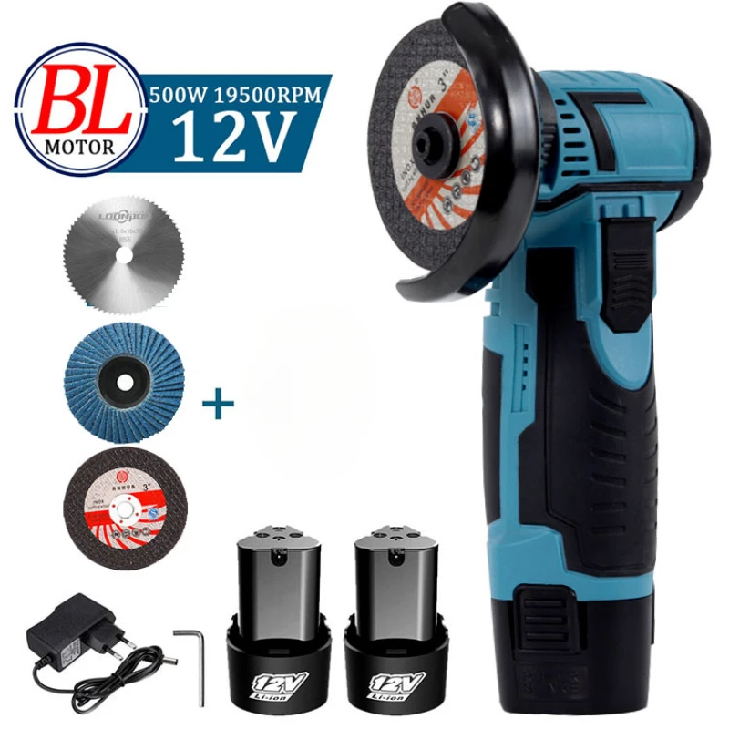 mini brushless angle grinder com bateria de litio recarregavel maquina de polimento sem fio corte diamante com acessorios 12v 01