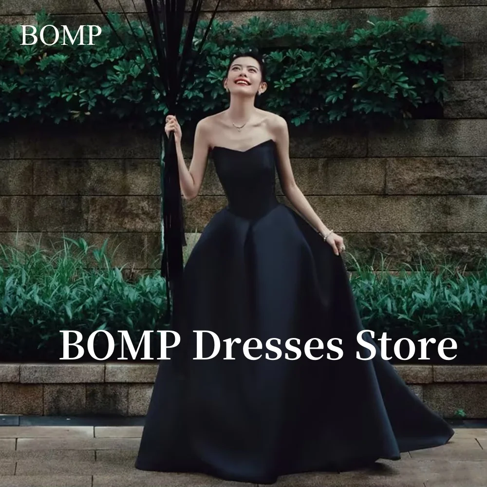 

BOMP Sleeveless Black Evening Dresses Korea Wedding Dress Photo Shoot Prom Gowns Formal Party Dress Customized