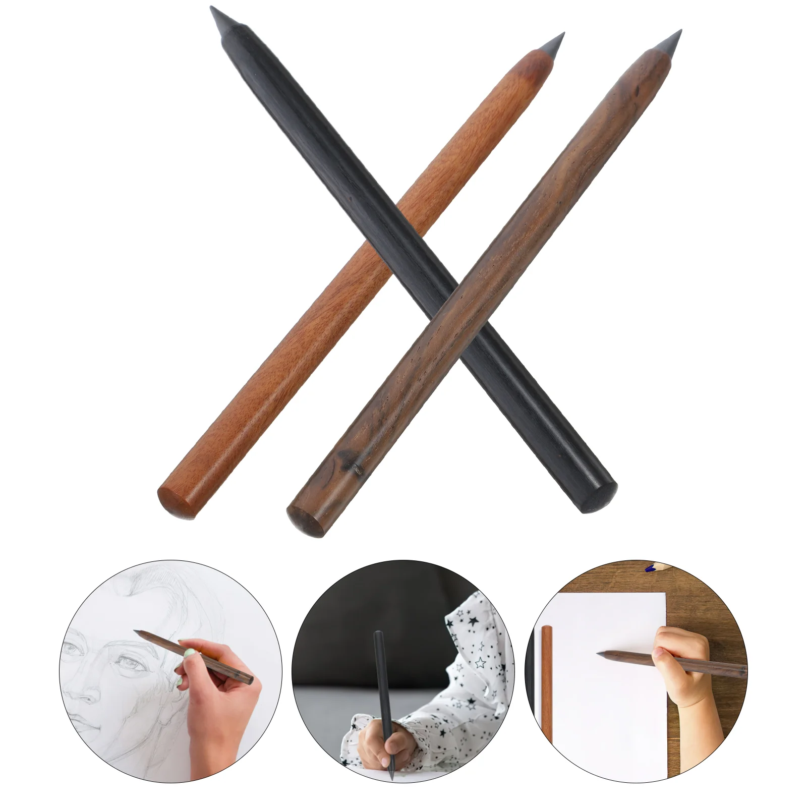 3 Pcs No Need to Sharpen Pencils Non Sharpening Portable Inkless Students Wooden Kids Pupils