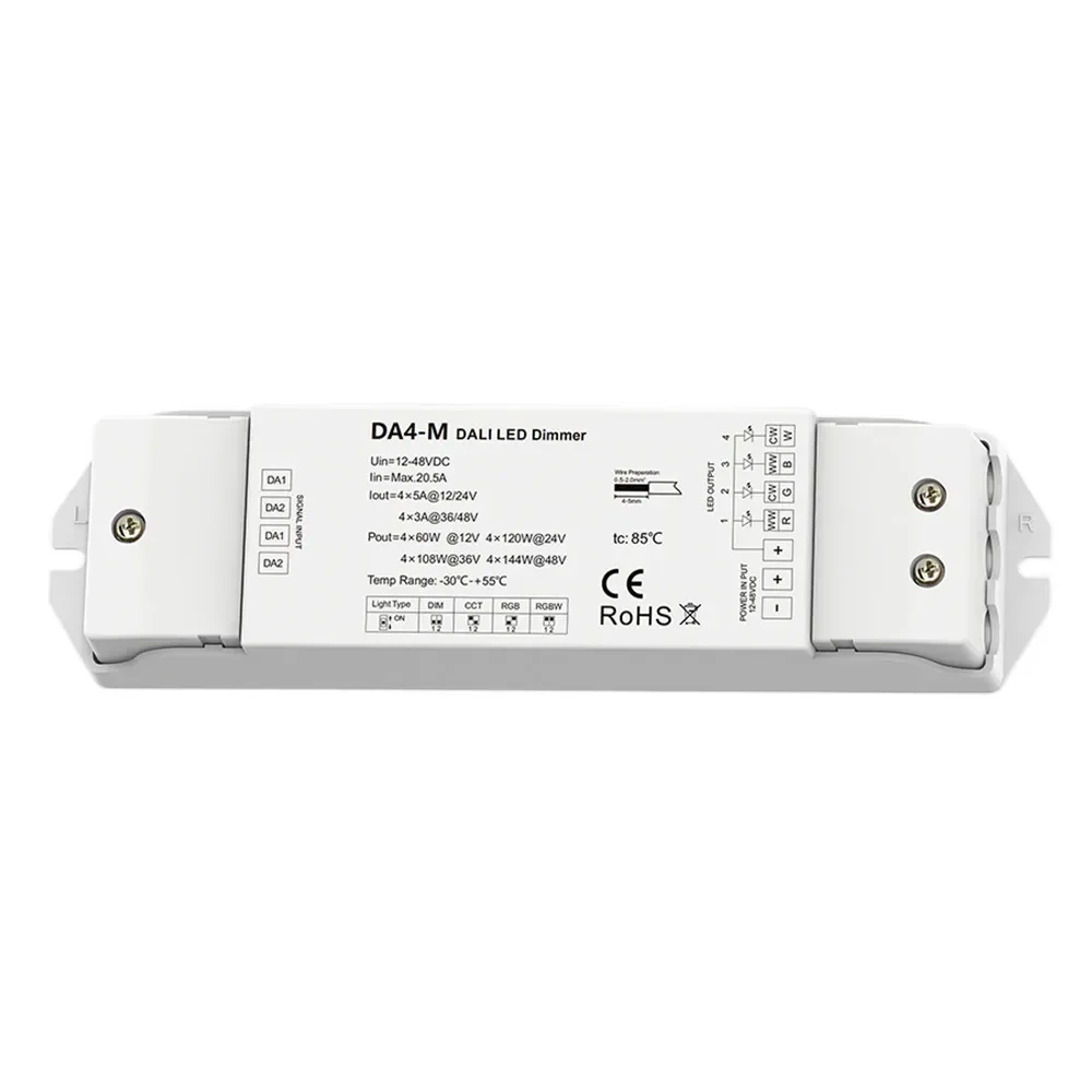 DALI CV PWM digital Dimmer DC12/24V power input automatically assigned by DALI master 1 or 4 channels