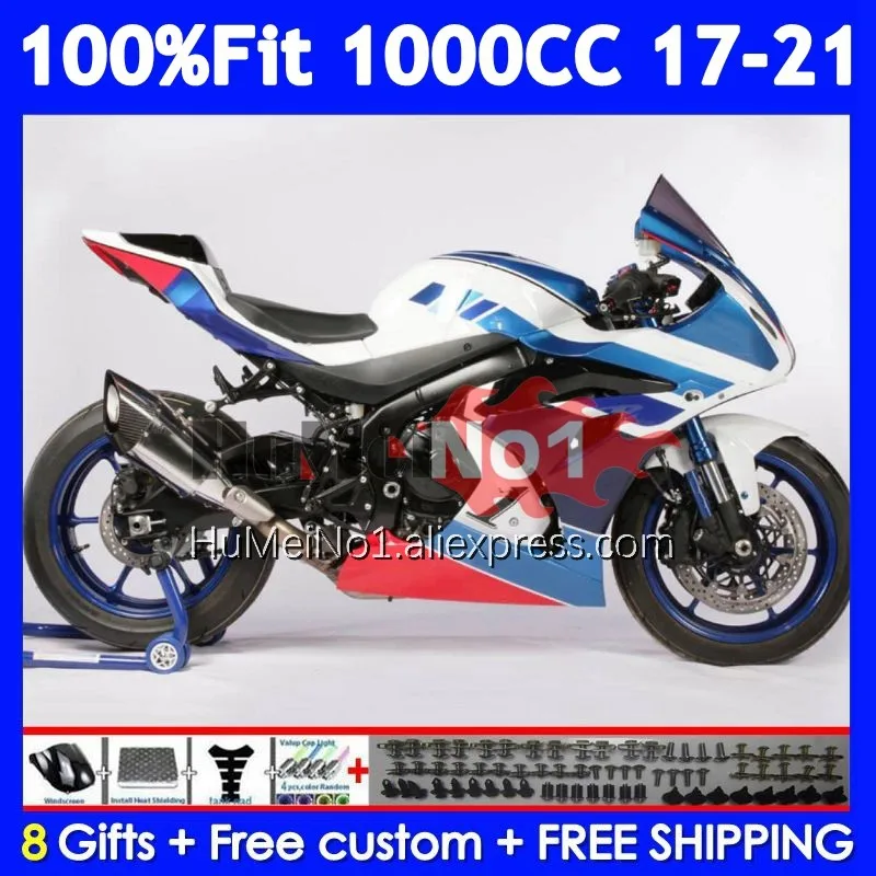 Injection For SUZUKI GSXR1000 GSXR 1000 L7 122No.139 K17 GSXR-1000 17 White blue 18 19 20 21 2017 2018 2019 2020 2021 Fairings