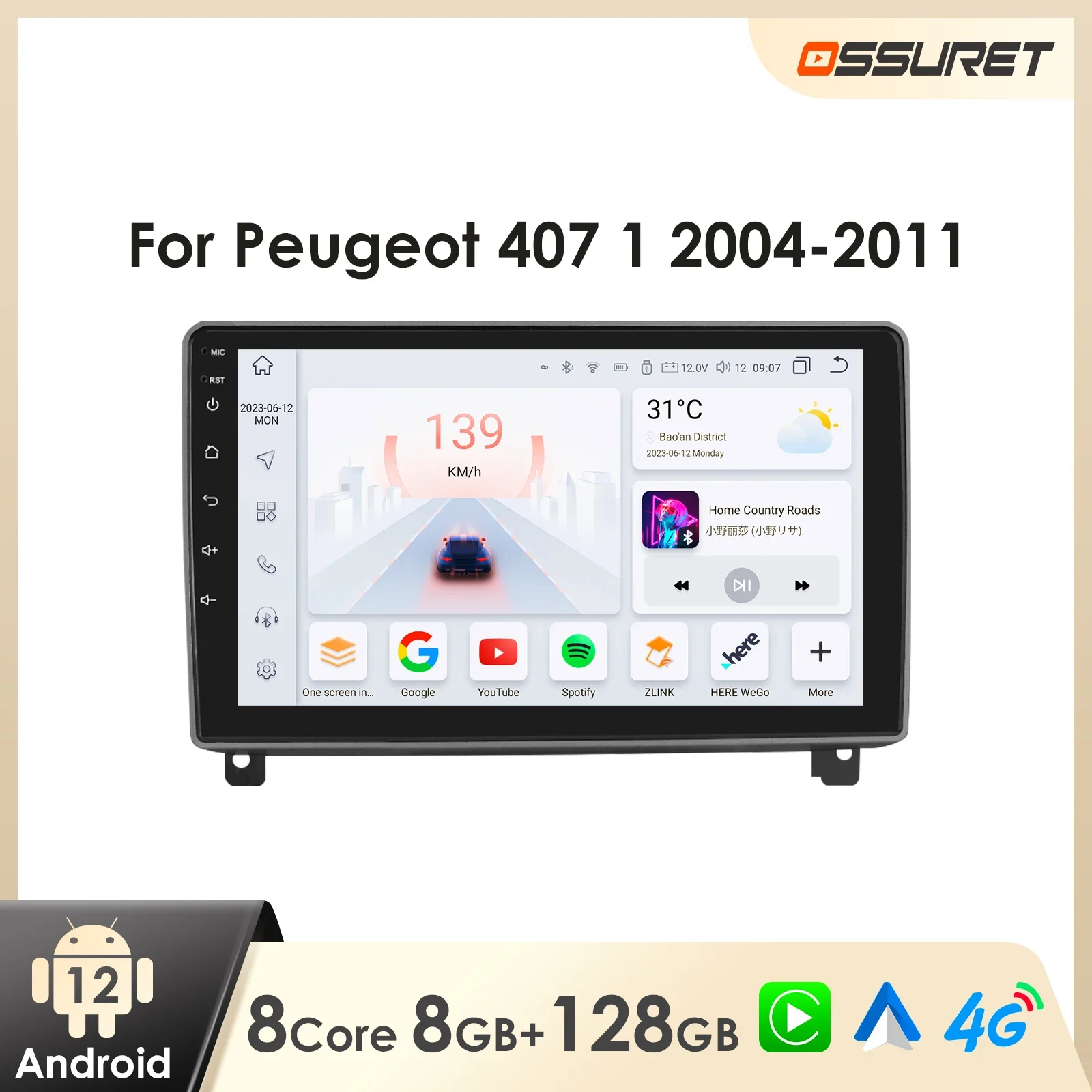 Android Car Radio player for Peugeot 407 407sw 407cc 2004 -2011 GPS Carplay Android Auto 7862 Autoradio Car Multimedia Stereo