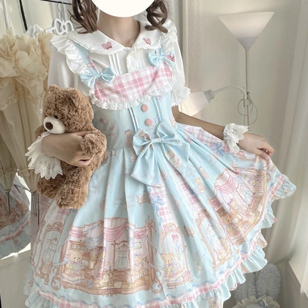 

Olita design sweet cute suspender JSK suspender girl summer dress Regular Fit vestidos de mujer bodycon dress