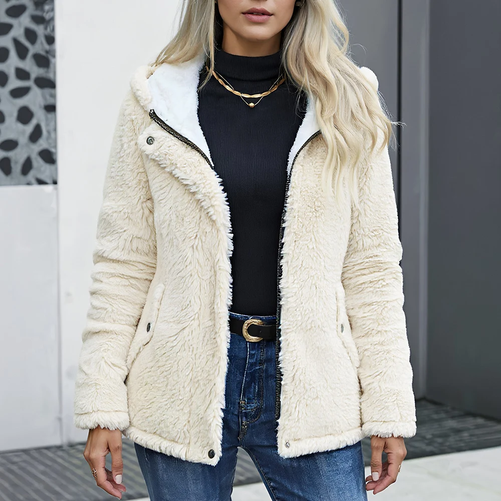 

Casual Plush Coat Spring Dress Autumn Fashionable Women's Outerwear Comfortable Soft Material No Decoration