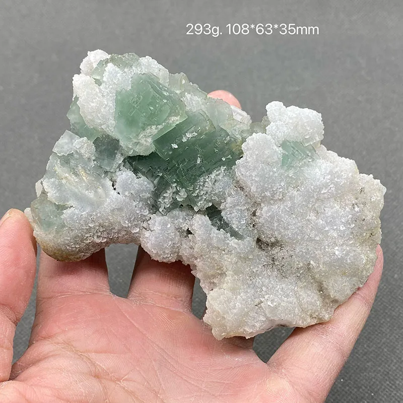 100% natural China fujian green vitreous fluorite and calcite mineral standard crystal ore specimen gemstone