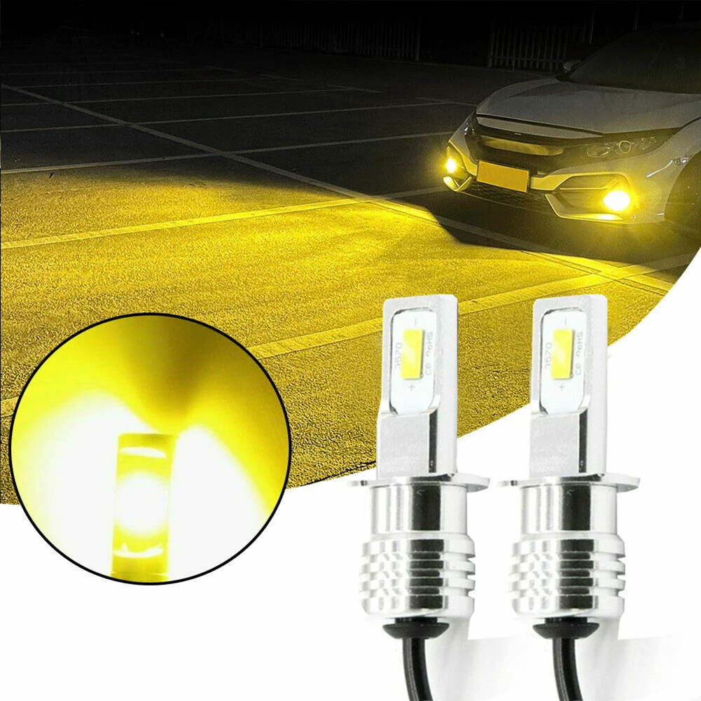 

Car Fog Light Bulbs Super Bright H3 CSP LED Fog Light Bulbs Conversion Kit 55W 6000LM 3000K Yellow LED Headlight