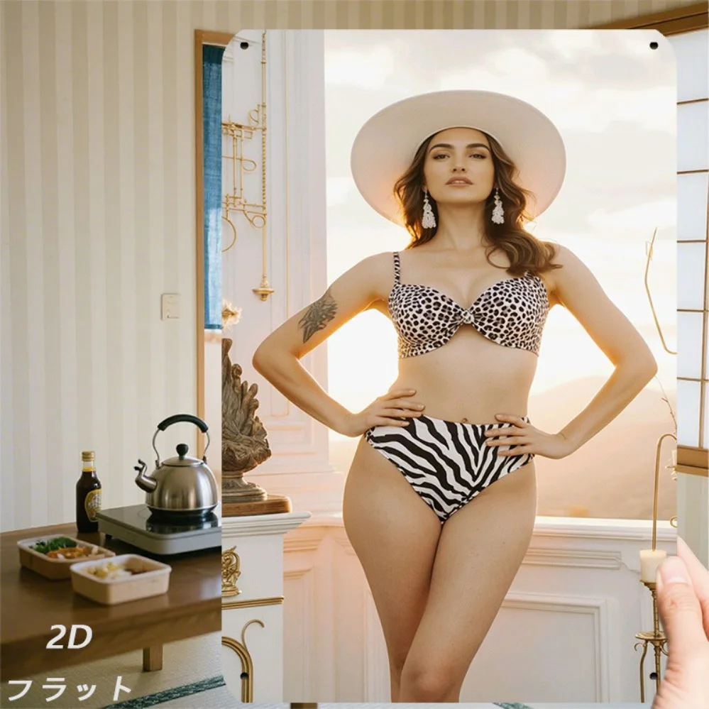 

1pc Retro iron sign 8x12in (20x30cm) Fashionable Women's Swimwear Art Metal Logo Wall Decor