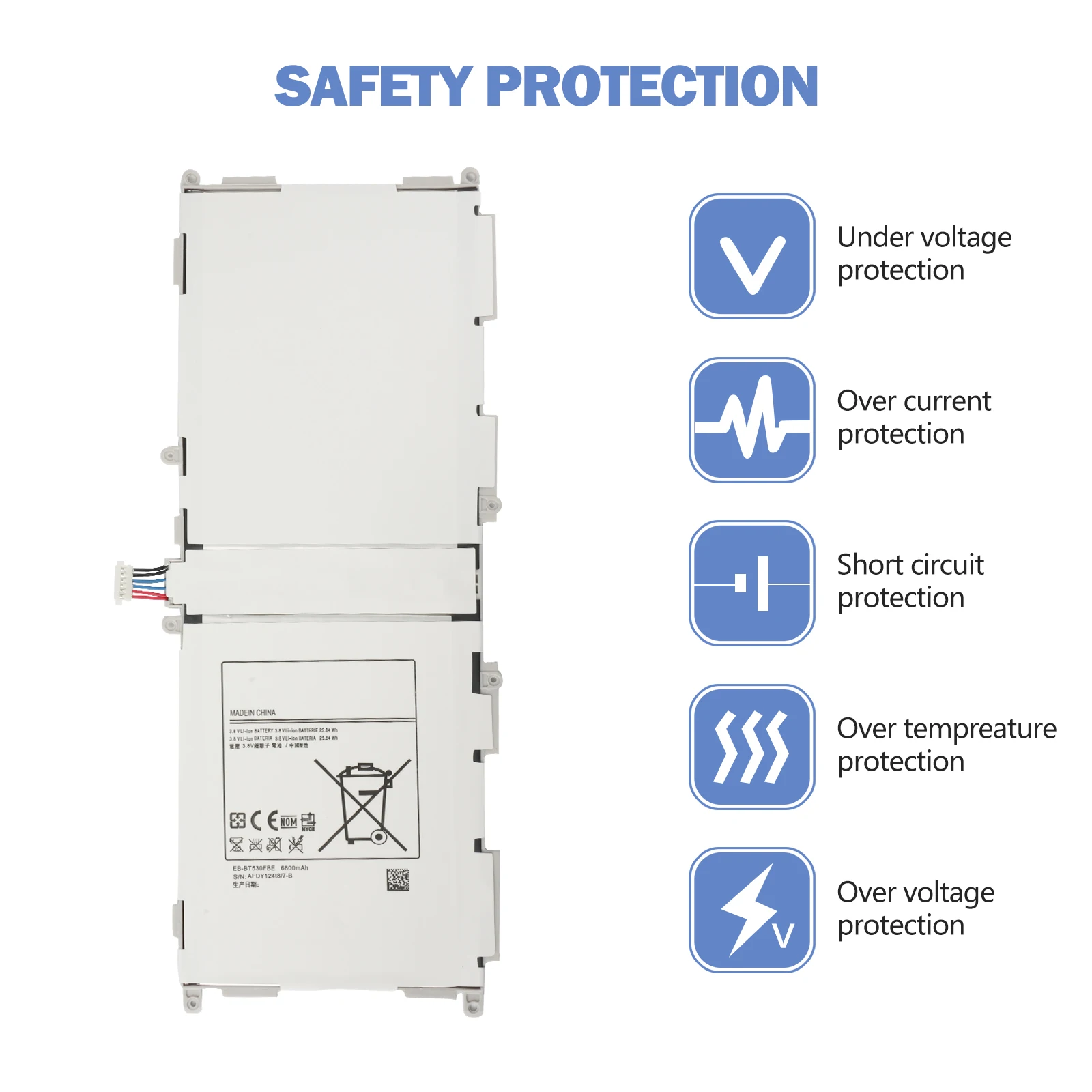 Neuer Ersatzakku 6800mAh EB-BT530FBE Akku für Galaxy Tab Tablet 4 10.1' T530 T531 T535 P5220 SM-T530NU Tablet-Akku – Detail 4