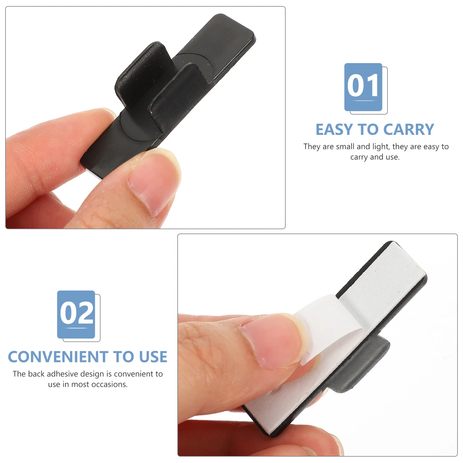 

20pcs Pen Black White Plastic Clips Plastic Pen Clamps Self Adhesive Desk Organizers Writing Buckles School Stationery