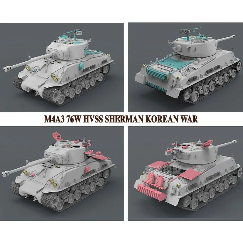 

Ryefield model Building Kits 1/35 RM-5049 M4A3 76W HVSS Sherman tank for Military Toy Model Hobby Collection
