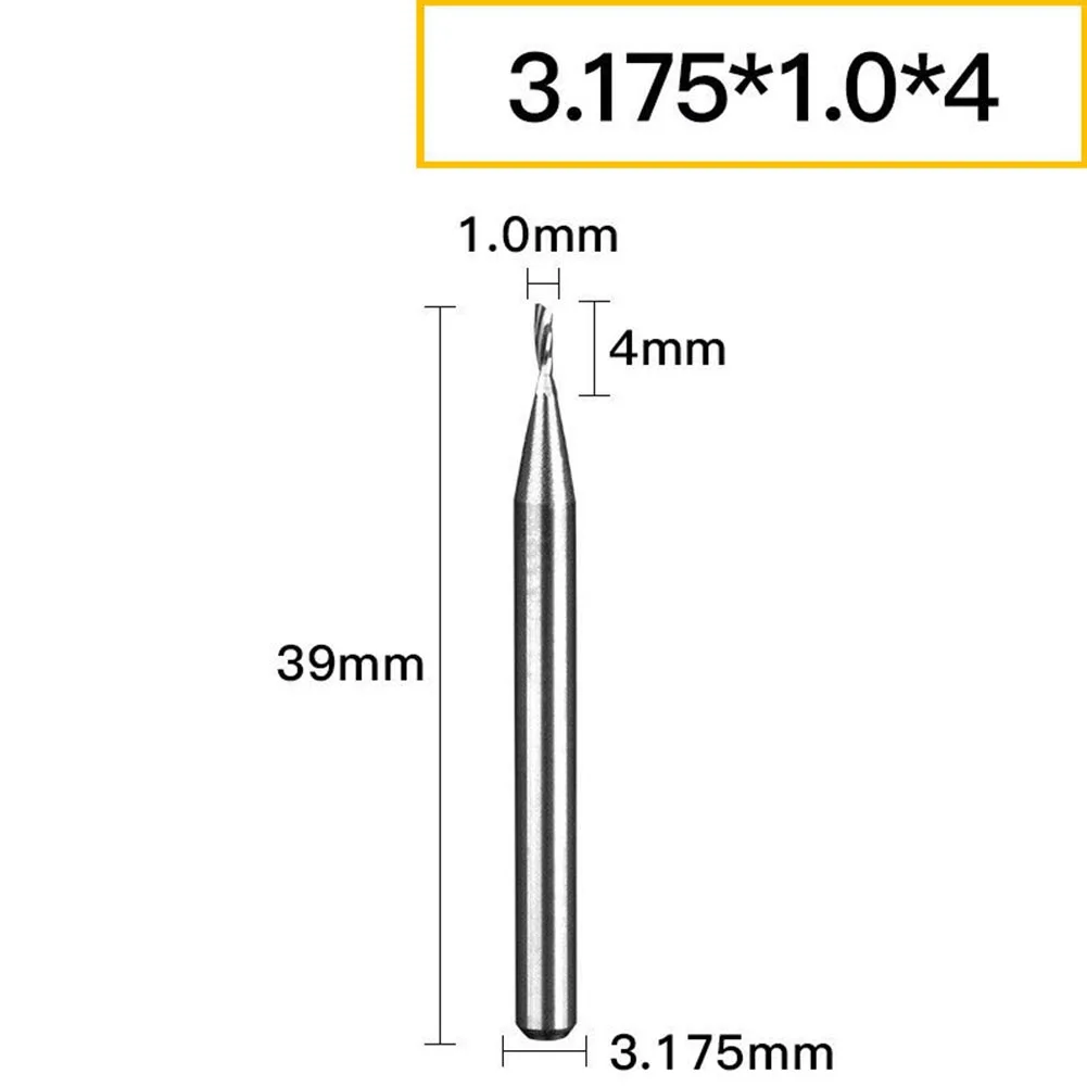 CNC Milling Cutter End Mill High Quality Replacement Single Edge Uncoated 3.175mm Handle Diameter Useful Practical