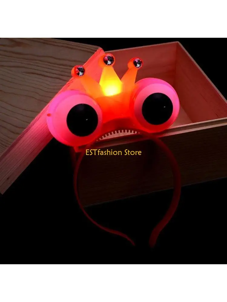 

Y5GC Women Girls LED Light Flashing for Frog Eyes Hair Hoop for Rhinestone Embel