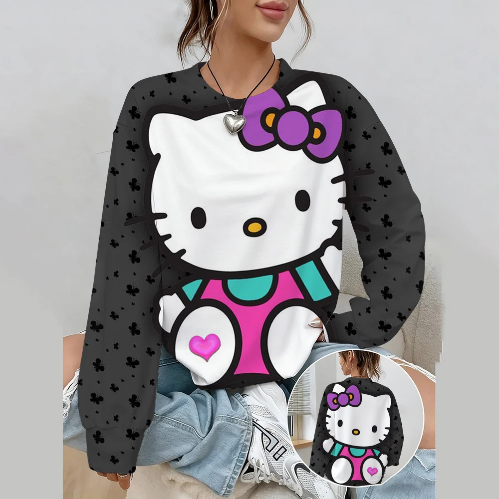 2026 جديد مرحبا كيتي الكرتون الأسرة المرأة هوديي الكرتون أنيمي الرجال البلوز 2026 جديد ربيع الخريف زوجين البلوز الملابس #2