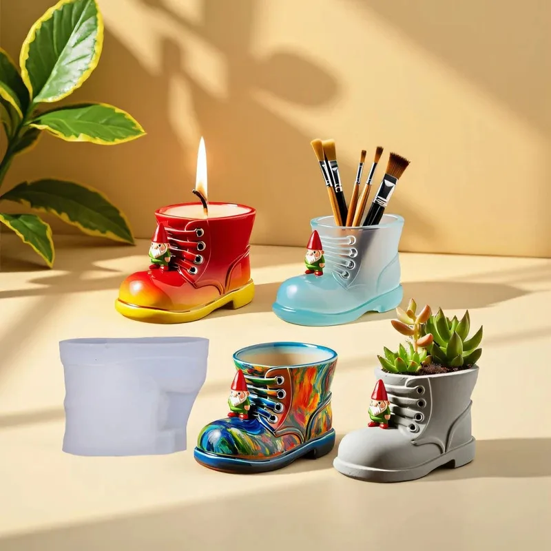 

DIY Plaster Resin Pen Holder Mould Shoes Silicone Mold Succulent Plant Flower Pot Mold Gypsum Candle Cup Molds Home Decor