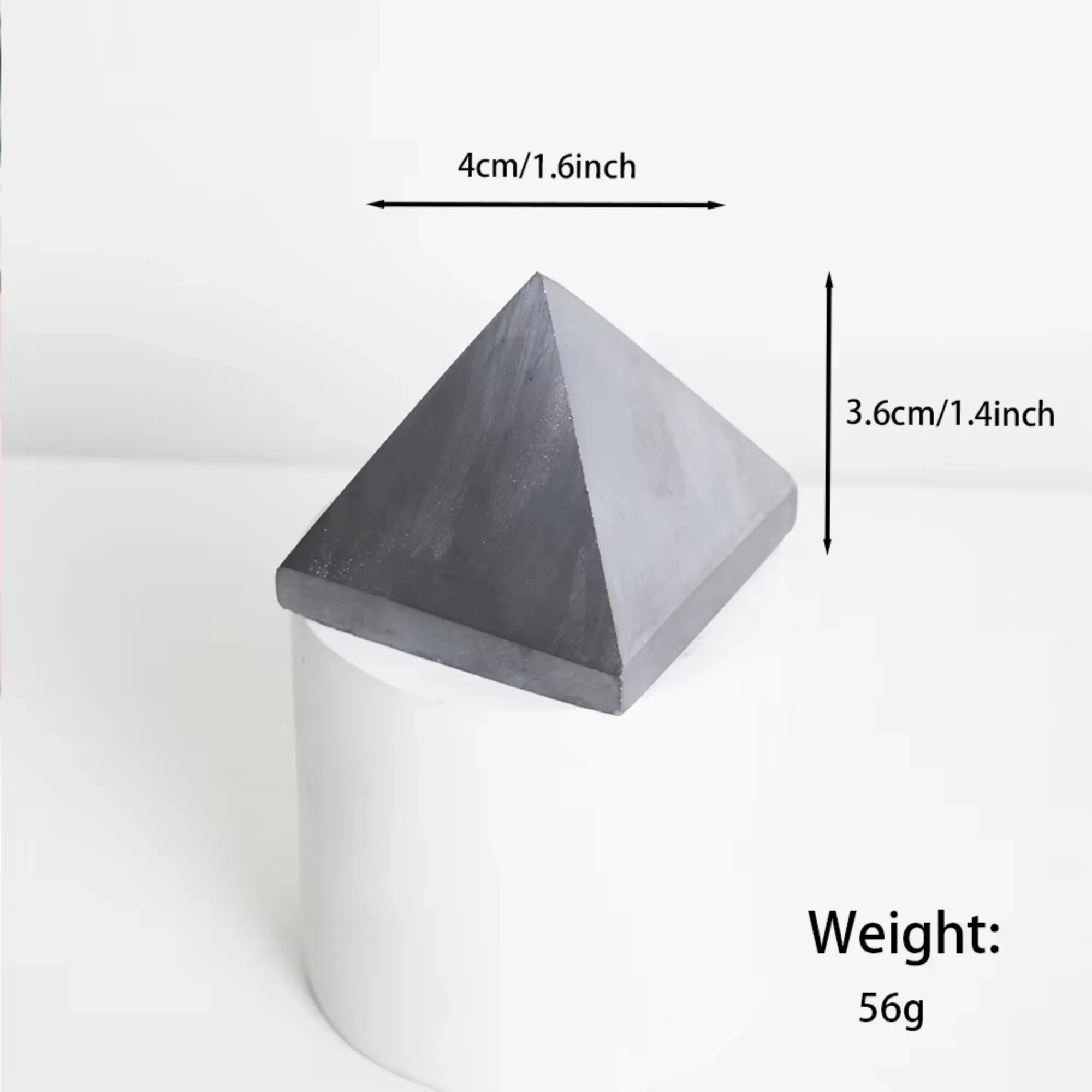 1pc Random Terahertz Crystal Pyramid Carving, Polished Stone Sculpture, Decorative Ornament, Home Decor, Desk Display