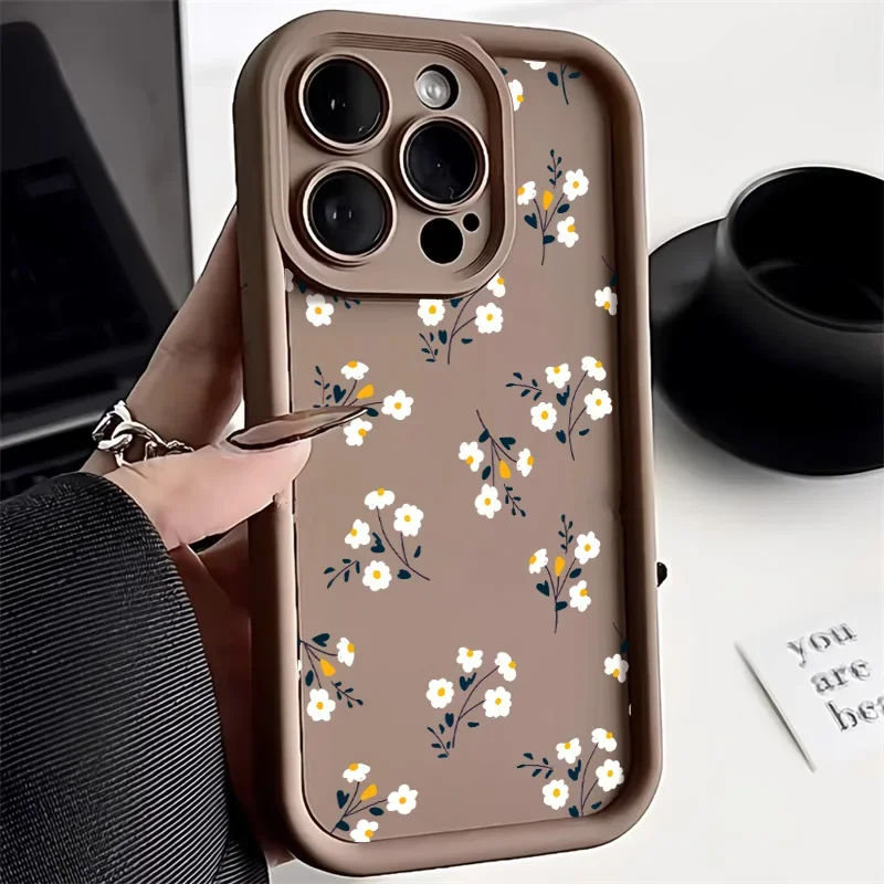 Oil Painting White Rose Flower Silicone Phone Case For iPhone 11 iPhone 12Pro Ma13 14 15 Pro XS Max X XR 7 Or 8 Plus SE Cover