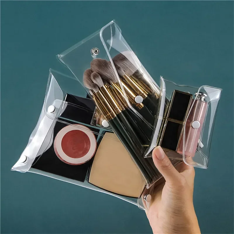 Borsa per il trucco organizzatore trasparente borse per cosmetici Set di custodia per pennelli portatile da viaggio borsa per penna trasparente in