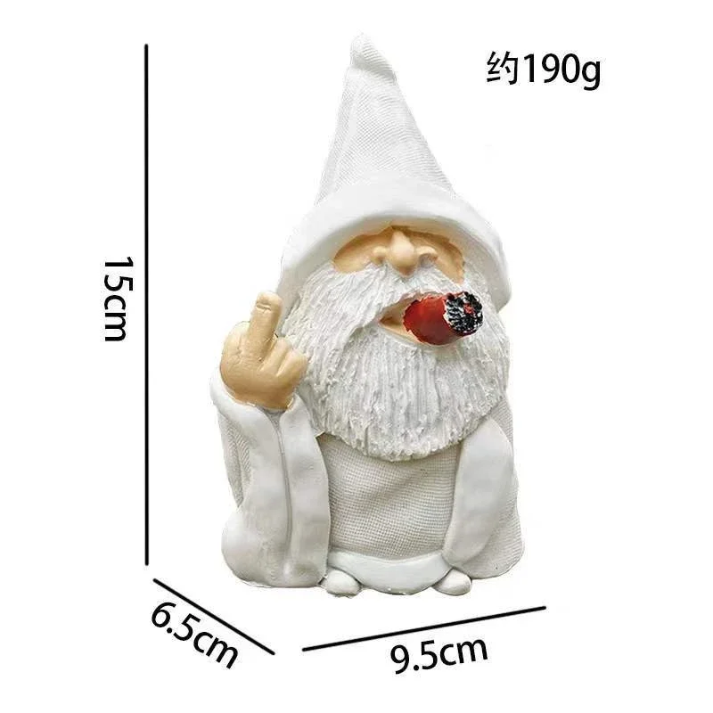 Smoking Dwarf Garden Sculpture - Outdoor Indoor Wizard Gnome Statue Funny Figurine Home Yard Decor Gift