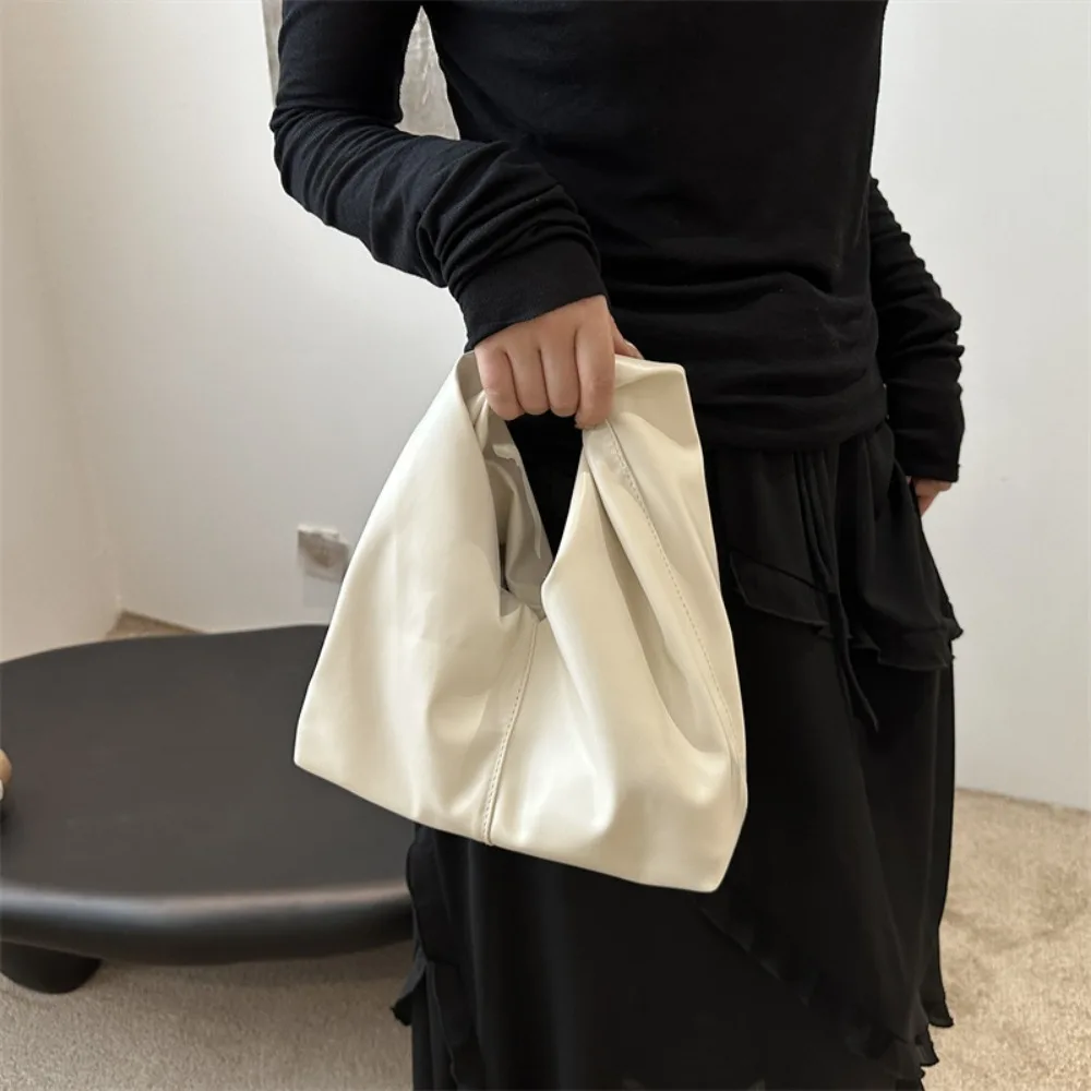 2024 New PU Leather Tote Bags for Women Luxury Niche Design Hobo Bag Women Handbag Simple Pleated Stylish Clutch Bag