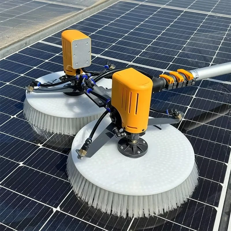 Solar Photovoltaic Panel Cleaner Electric Rotating Double Head Solar Panel Cleaning Brush