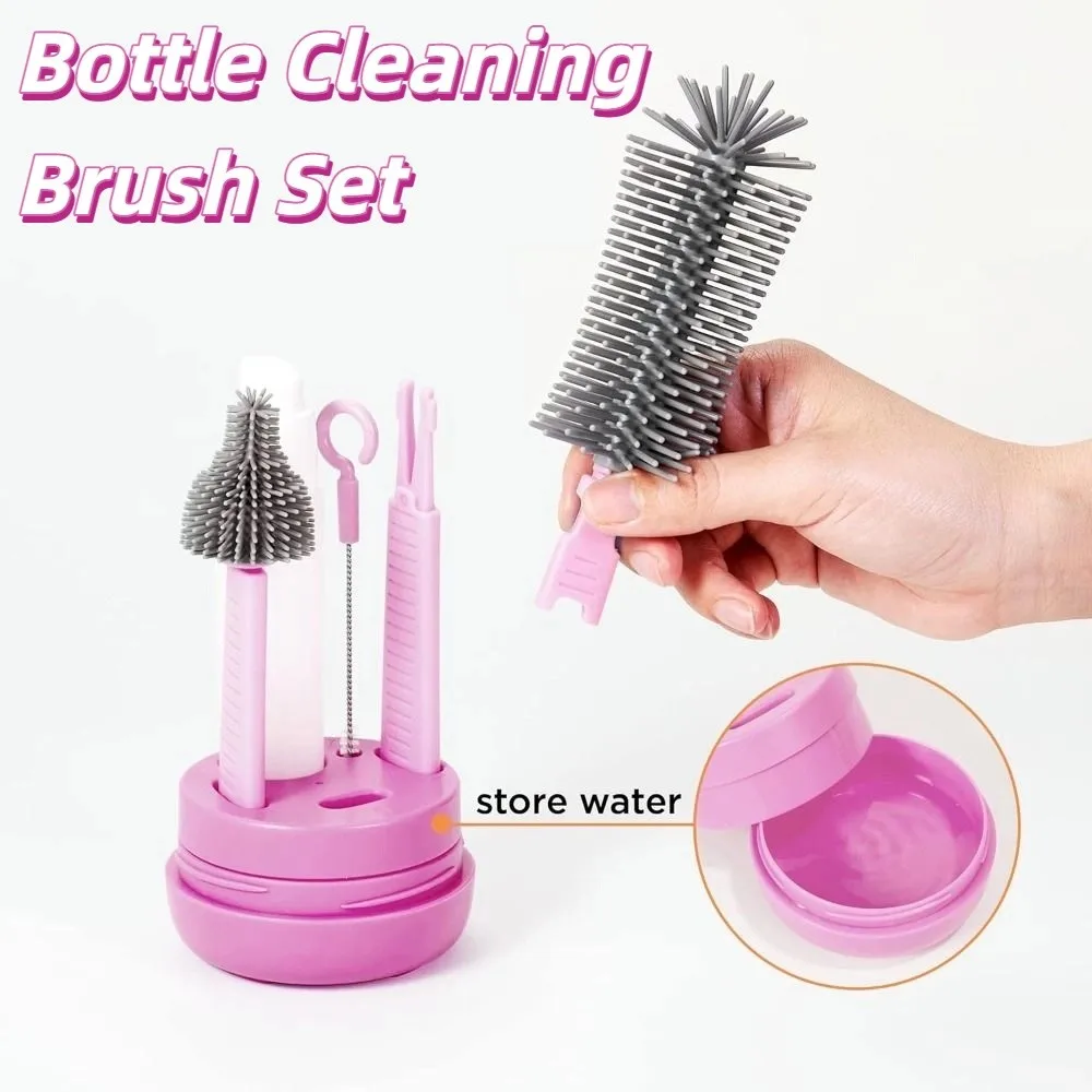 

6 in 1 Bottle Cleaning Brush Set Portable Compact Nipple Straw Cleaner Kit Travel Size Space Saving Bottle Brush Set Kitchen Use