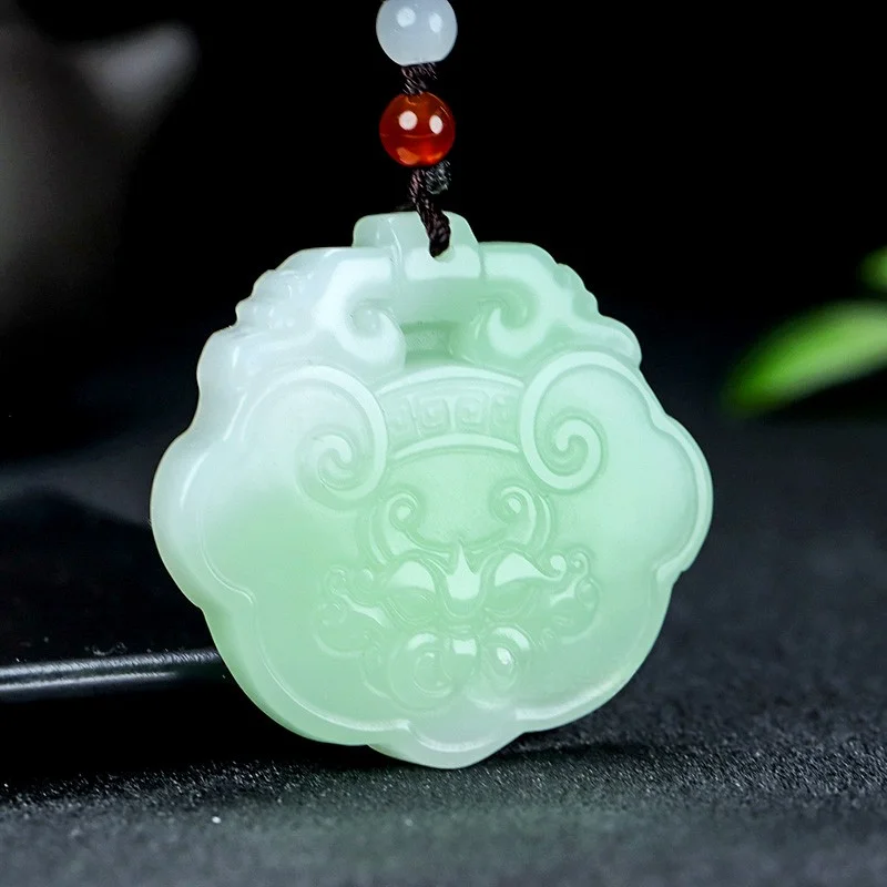 Cuiqing Animal Face Lock Pendant Jade Floating Cui Playful Animal Head Pendant