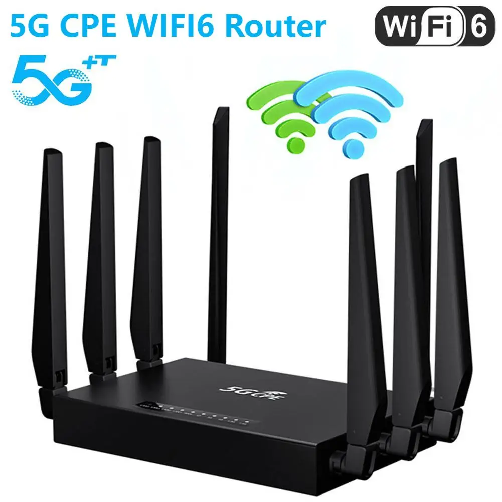 5G CPE WIFI6 Router 4*LAN 1*WAN Ports Modem Router w/ SIM Card 2.4G+5.8G Gigabit Ethernet Wireless Router 5dBi High Gain Antenna