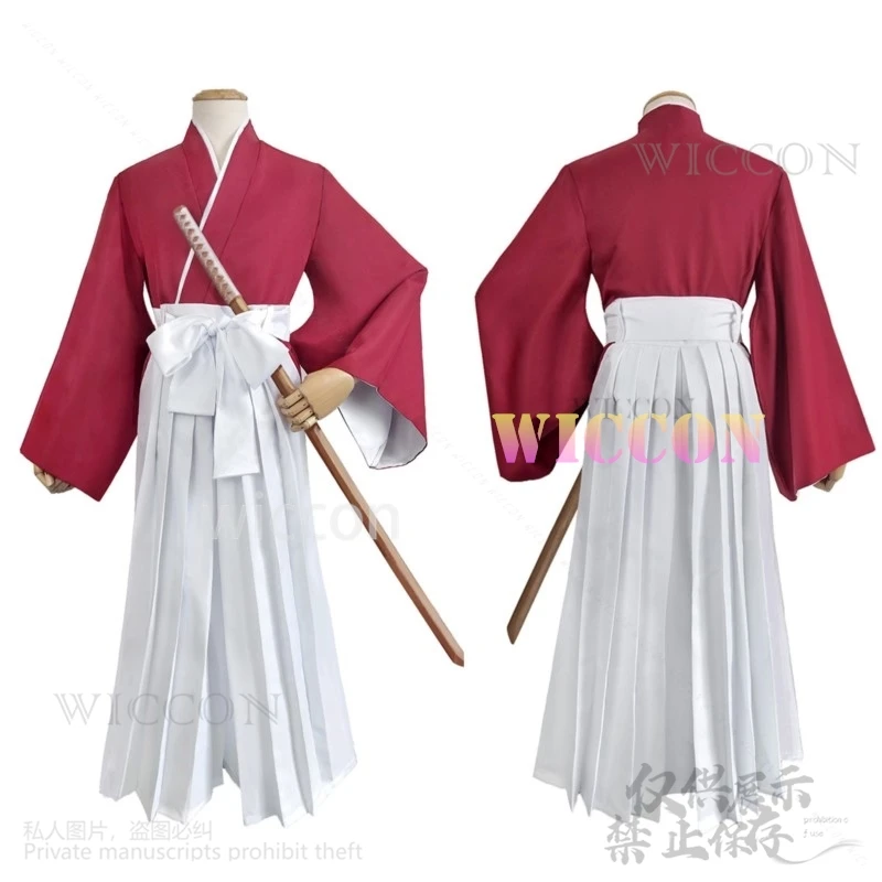 Anime Rurouni Henshin Cosplay Costume Wig Himura Kimono Japanese Kendo Outfit Halloween Battle Uniform Suit Wigs Enshin Roleplay