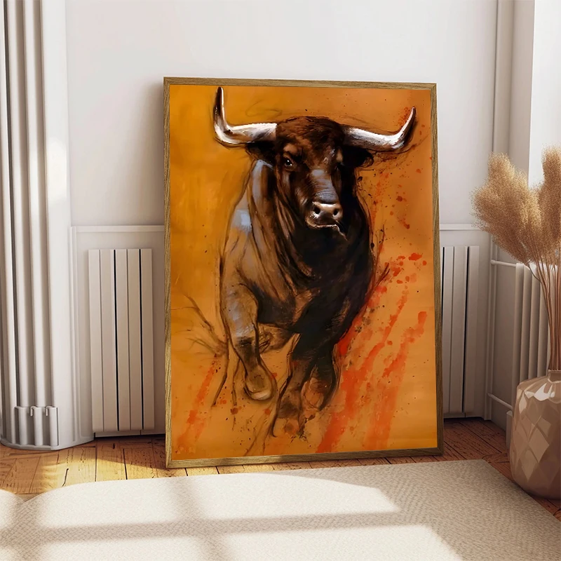 1pc frameless Classic Spanish Bullfighter Canvas Prints Wild Bull Poster for Living Room Home Wall Decor Cuadros