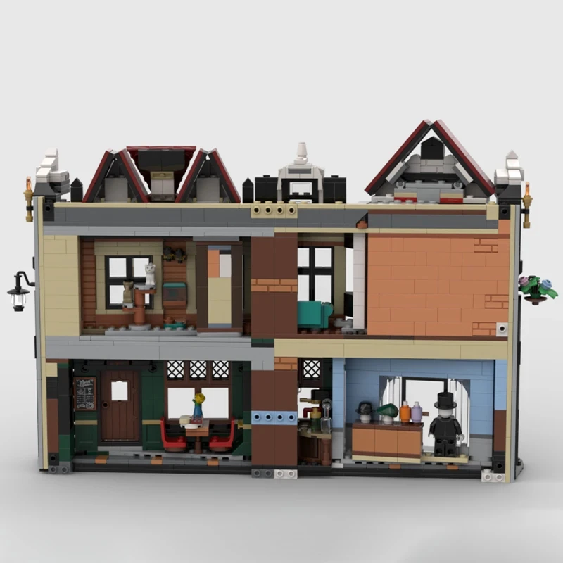 1797 STKS MOC stad straatbeeld gebouw hoek Tudor boek hoek model DIY montage bouwsteen speelgoed kinderen verjaardagscadeau