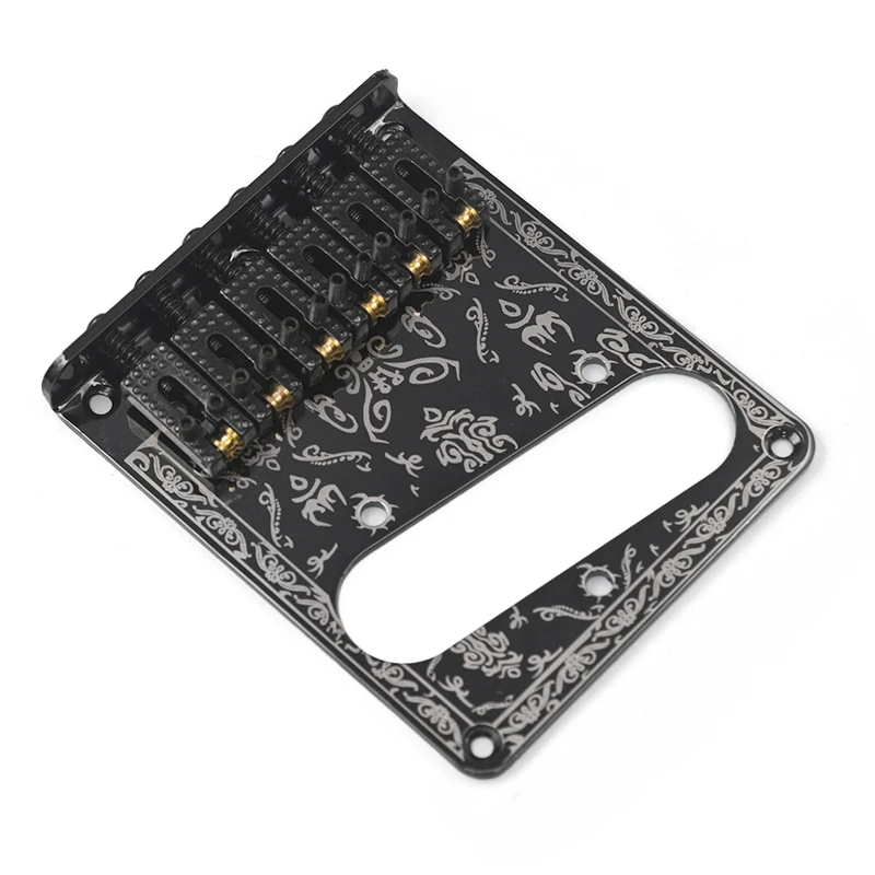 Black 6 String Guitar Pickup Bridge With 6 Vintage String Guides for FD Telecaster Tele TL Electric Guitar Parts