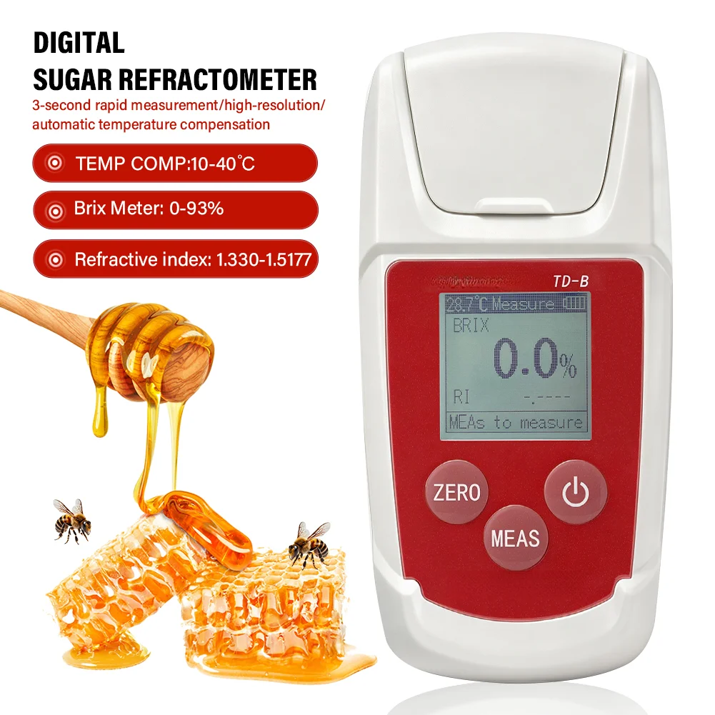 Digital For brix Refractometer with 0-93% Range and for Consistent For Sugar Measurement Fruits Honey and Beverages