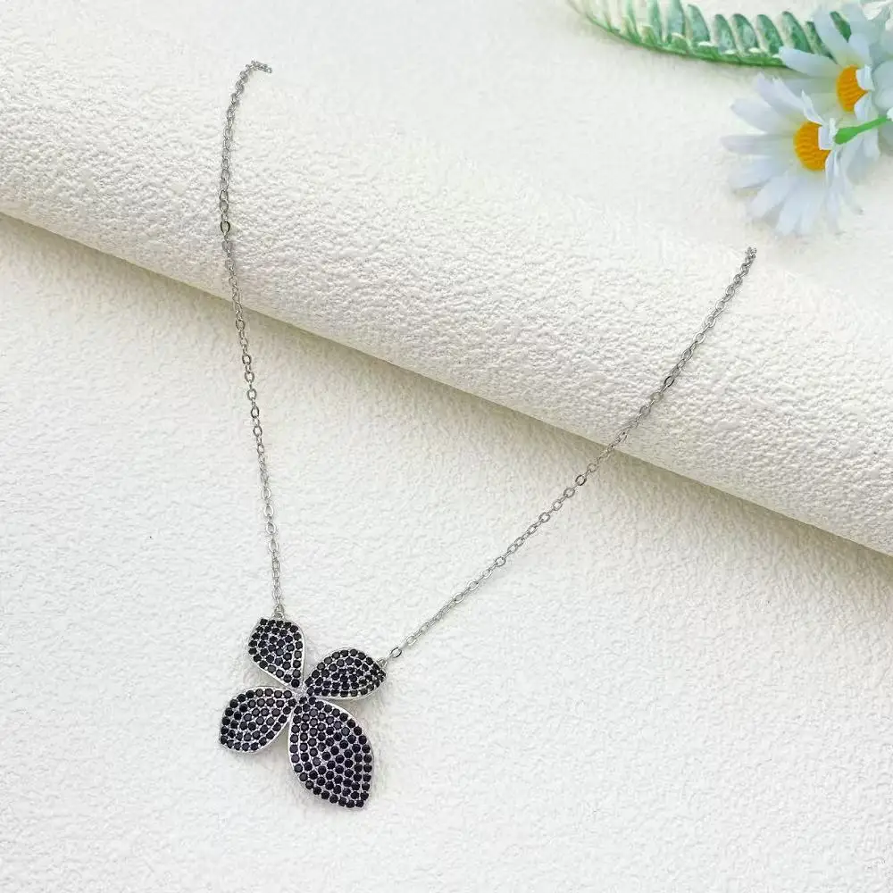 

Flora Four Leaf Clover Cubic Zirconia Jewelry Set Plated Copper Bracelet Ring Necklace Earrings Valentine's Day Gift for Her